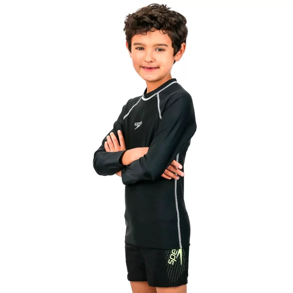 Camiseta Manga Larga Jr Hyden Unisex Negro Speedo - Imagen 5